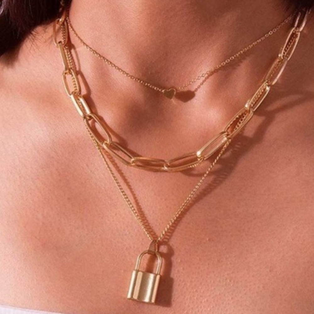 3-Layer Gold Punk Chunky Choker Necklace